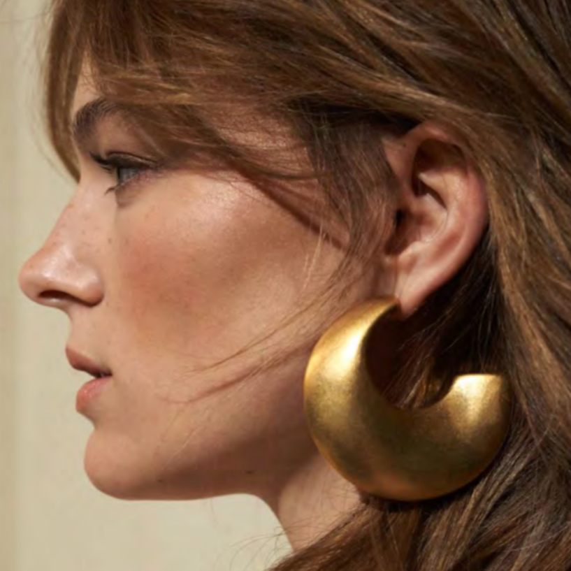 Vanessa Baroni Big Moon Vintage Gold Earrings