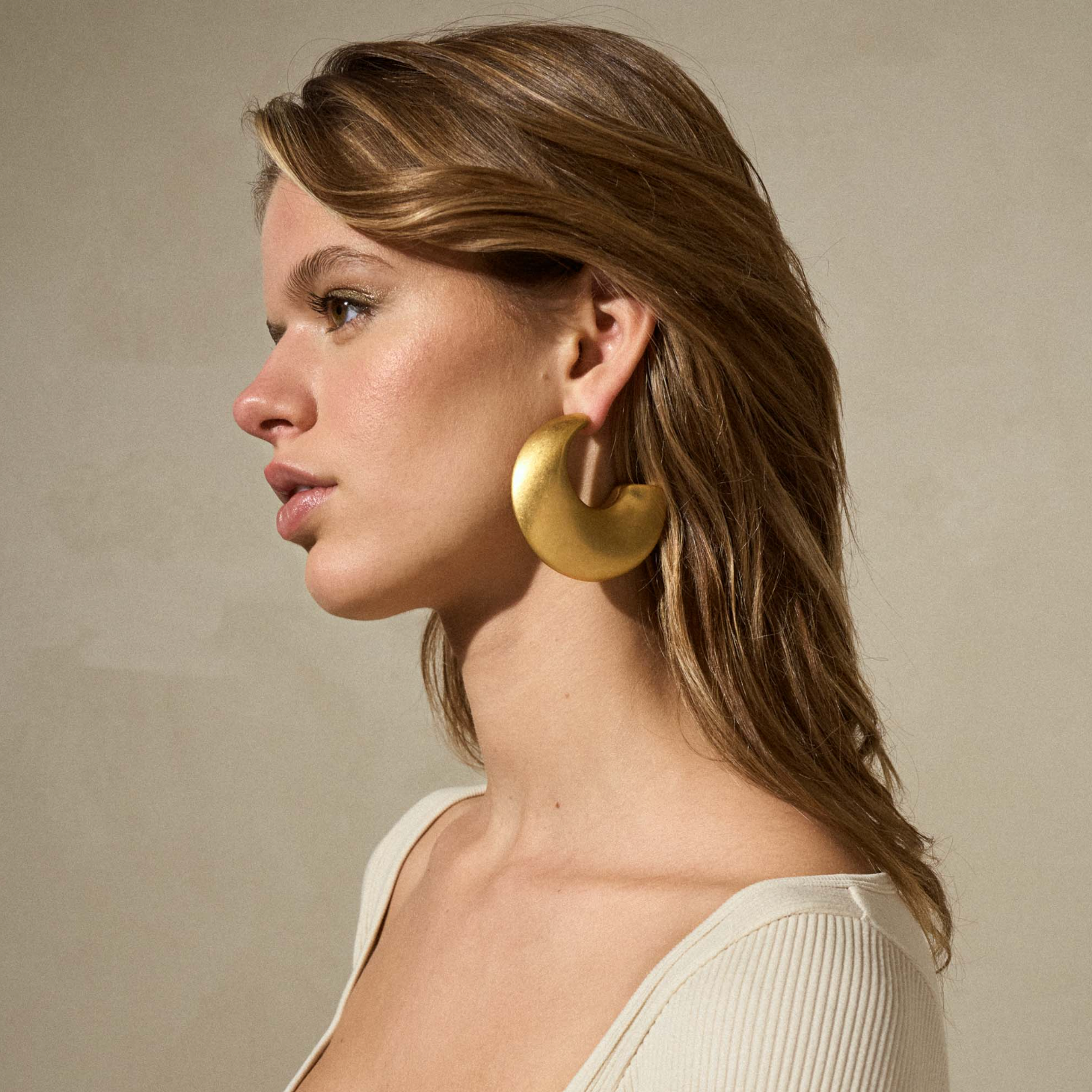 Vanessa Baroni Big Moon Vintage Gold Earrings