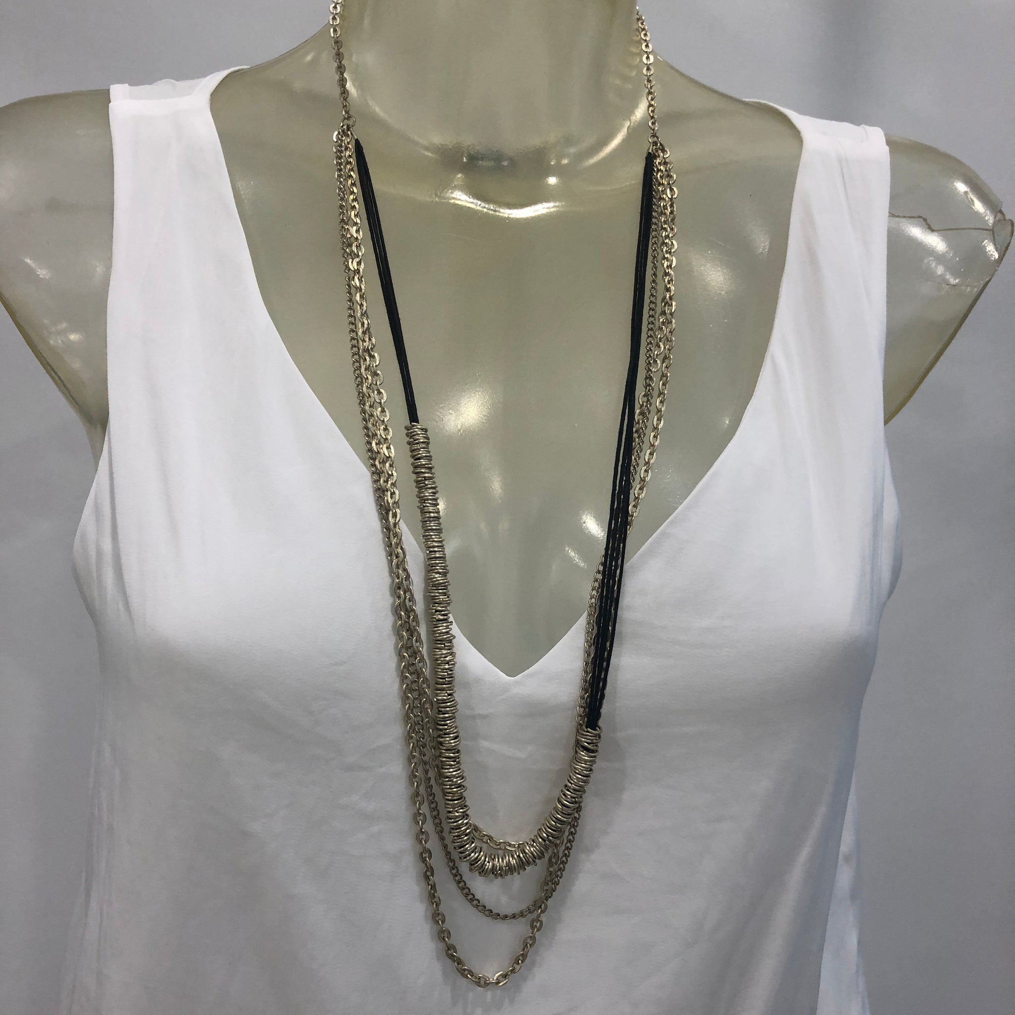 TM. Pewter Multi Chain Necklace