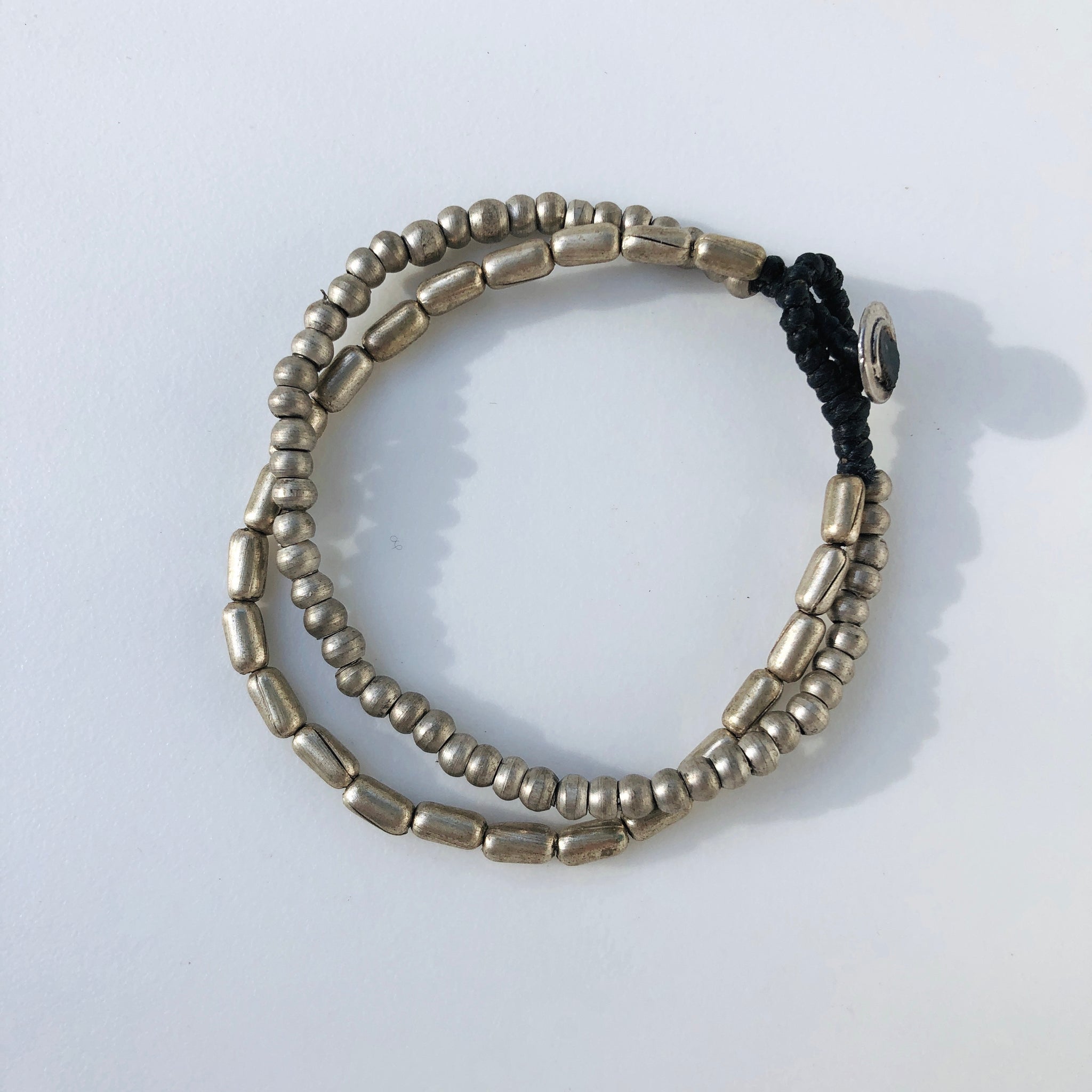 TM. Pewter 2 Strand Bead Bracelet