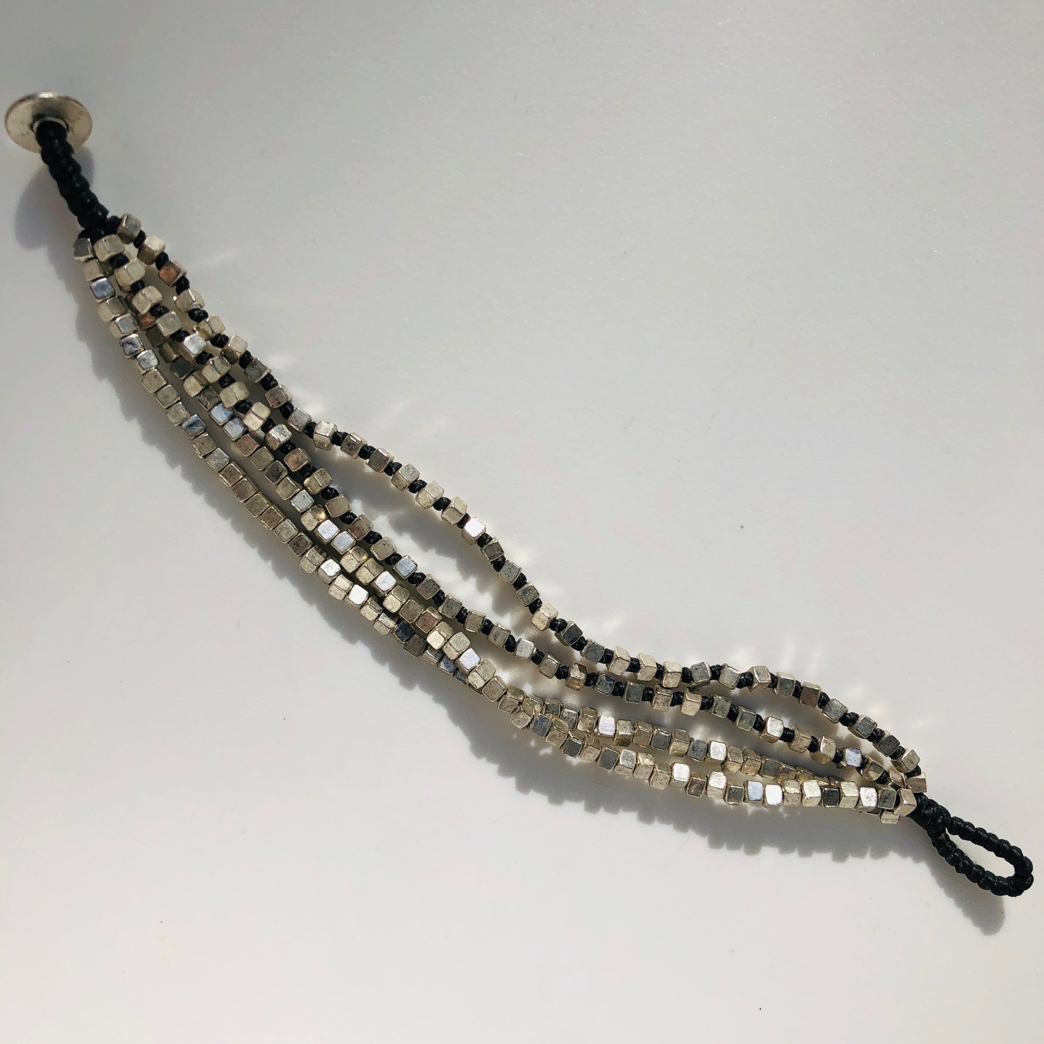 TM. Silver 4 Square Bead Bracelet