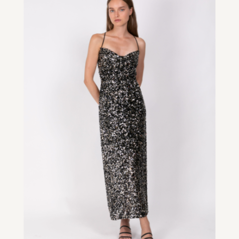 sabina musayev sequin dress Sabina Musayev Merit Sequin Lace-Up Maxi Dress