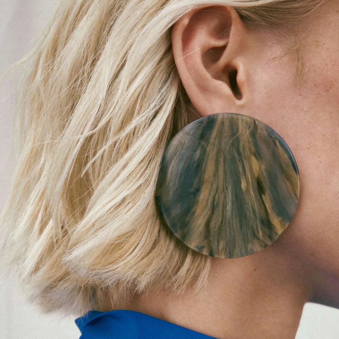 Vanessa Baroni Marble Disc Earrings